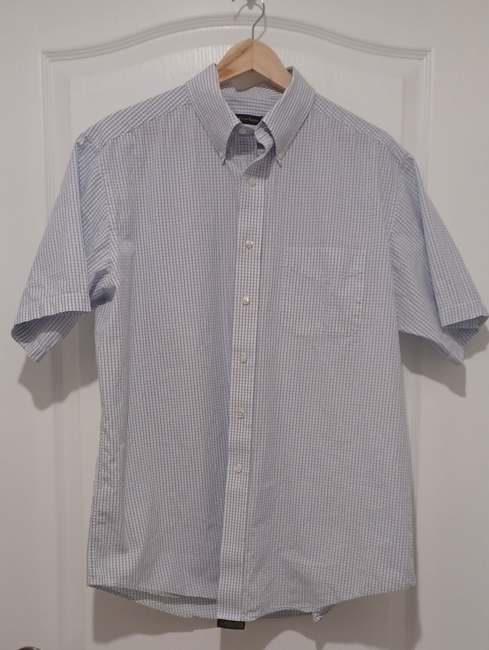 Classic Men's Short-Sleeve Button-Down Shirt - Light Blue Check